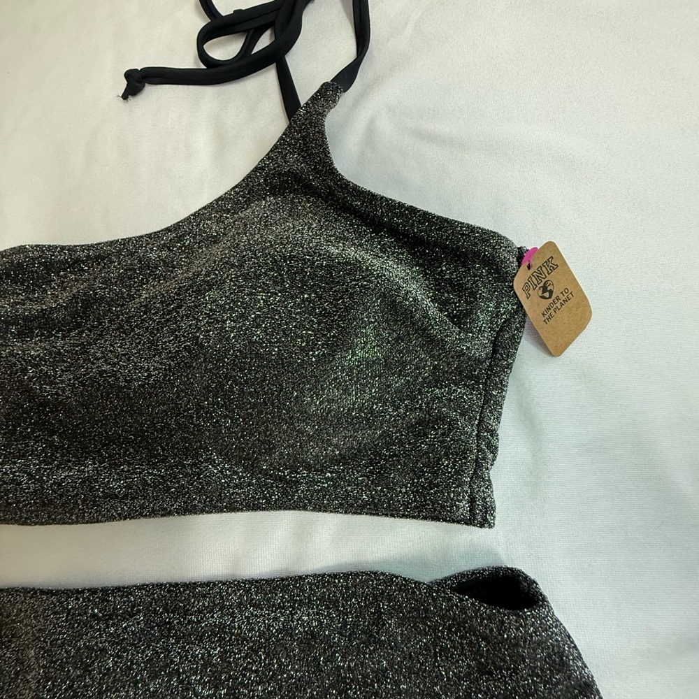 PINK Victoria's Secret Shimmer One-Shoulder Monokini style One-Piece - Picture 2 of 7